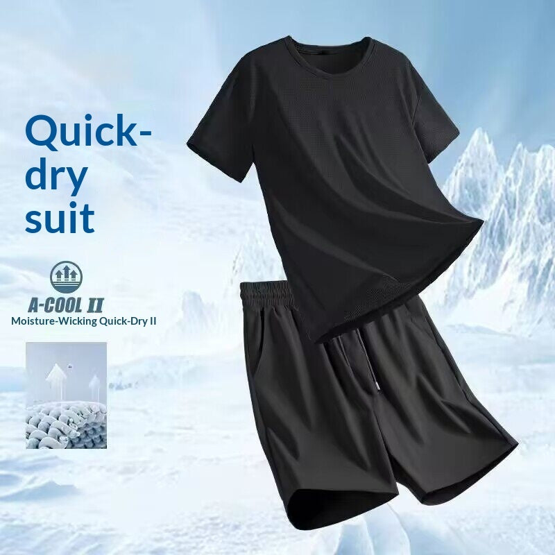 Breathable Mens Two-Piece Sports Short-Sleeve Set