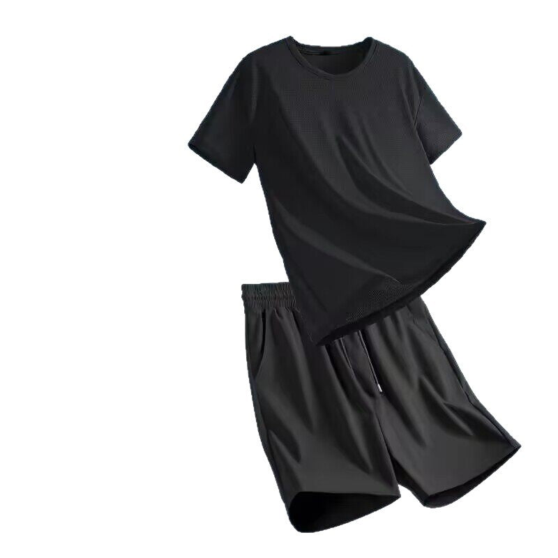 Breathable Mens Two-Piece Sports Short-Sleeve Set